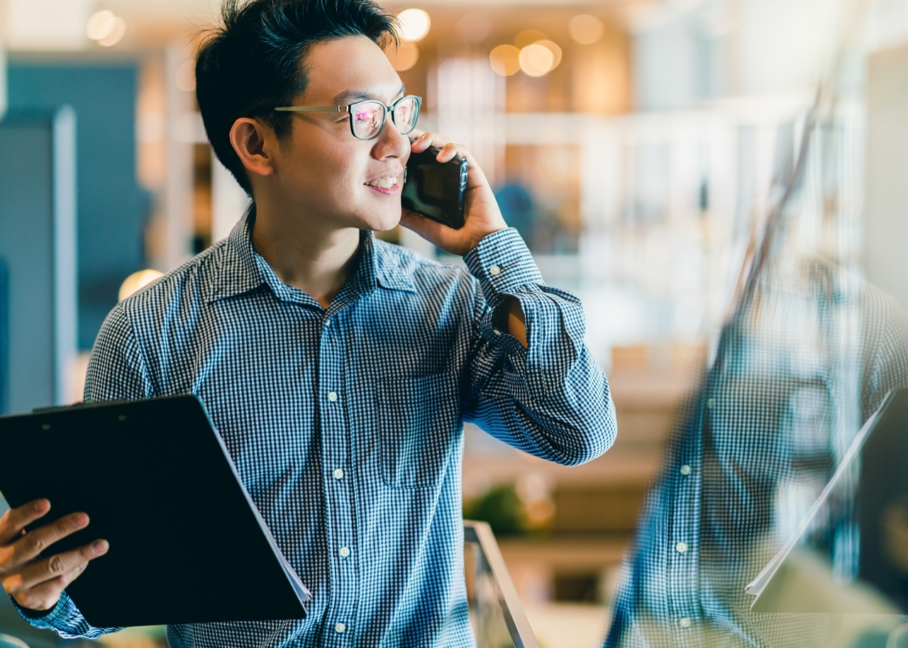 Small business owner on the phone