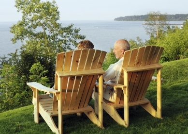 Senior couple looking at lake